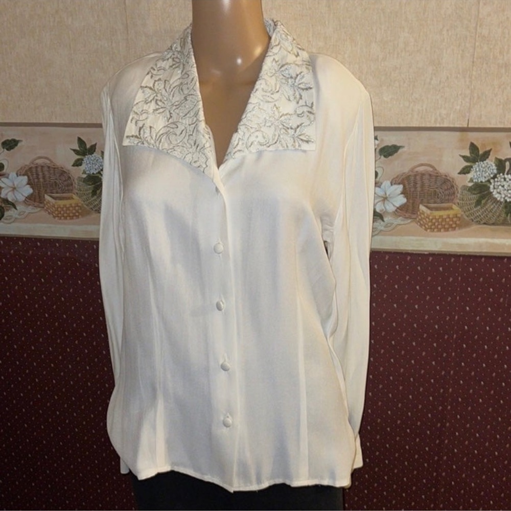 Petite Silver Embroidered Blouse